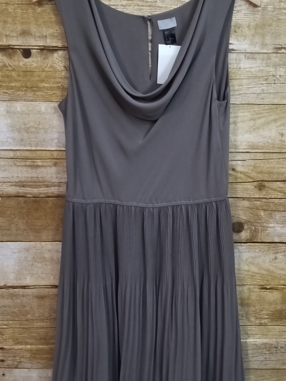 H&M Sleeveless Cowl Neck Pleated Midi Dress - Gray